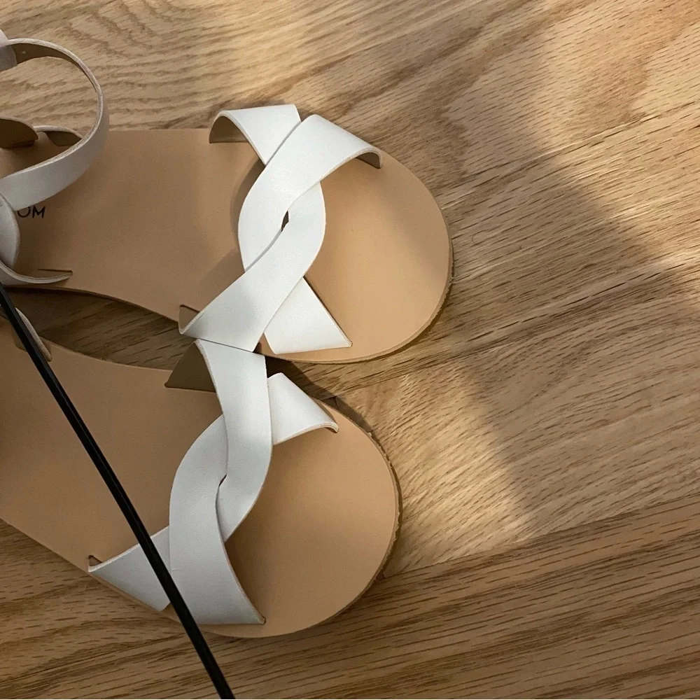 Nordstrom Braided White Sandals NEW Sz 12 Girls Open Toe